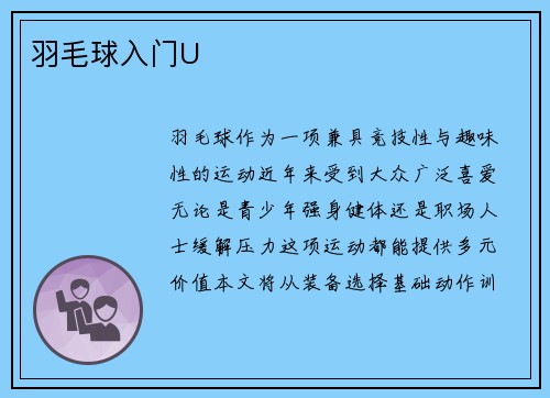 羽毛球入门U